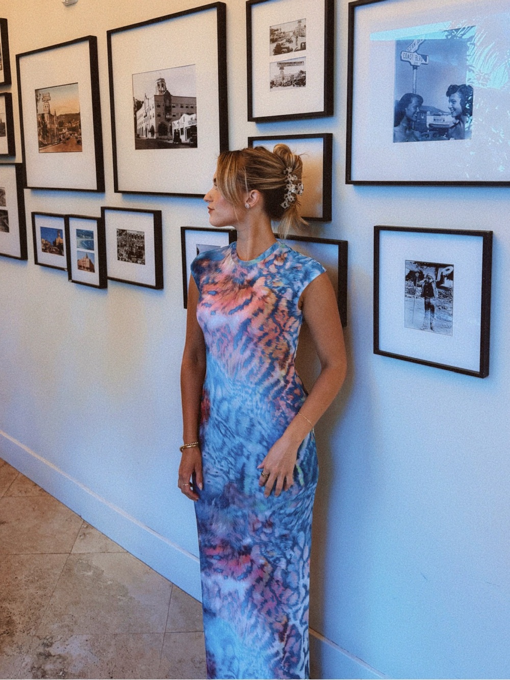 AFRM Anglo Maxi Patterened Blue & Pink Dress